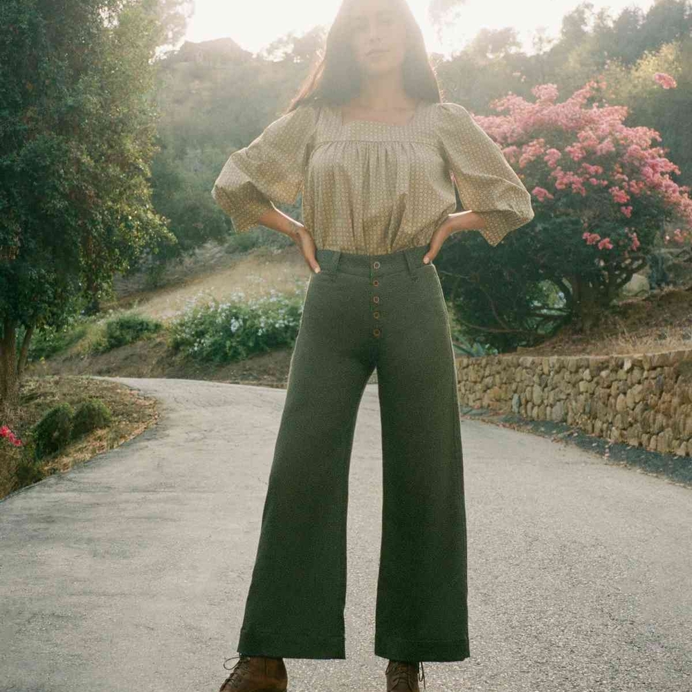 Christy Dawn Green Cropped Pants